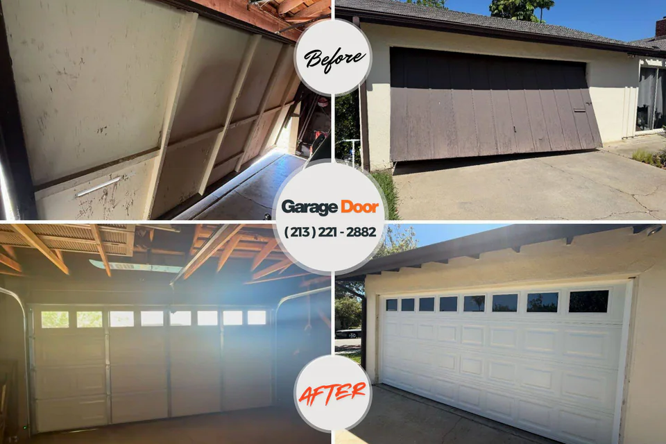 Before and after: garage door repair Middlebranch, OH